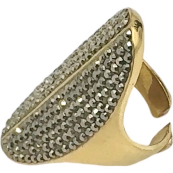 Henri Bendel Tribal Dark Grey Rocks and Gold Ring Size 5.75 - Picture 2 of 10